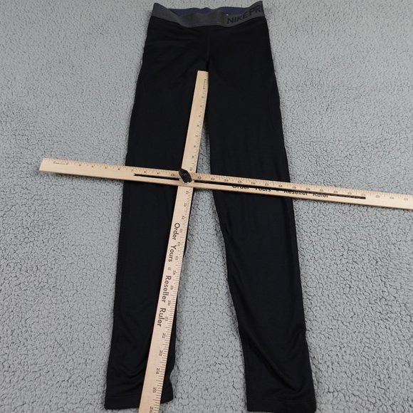 NIKE Pro Dri Fit Compression Leggings Womens Small Black Spell Out Run Training - Picture 4 of 16
